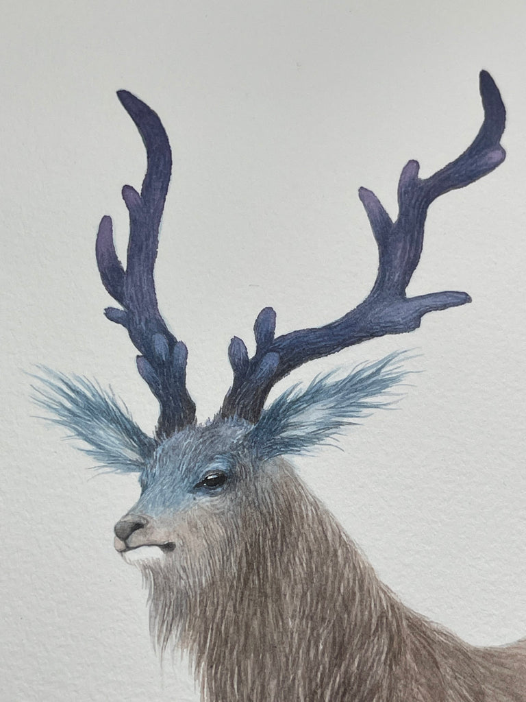 Blue-Eared Deer - Unframed Watercolour Painting