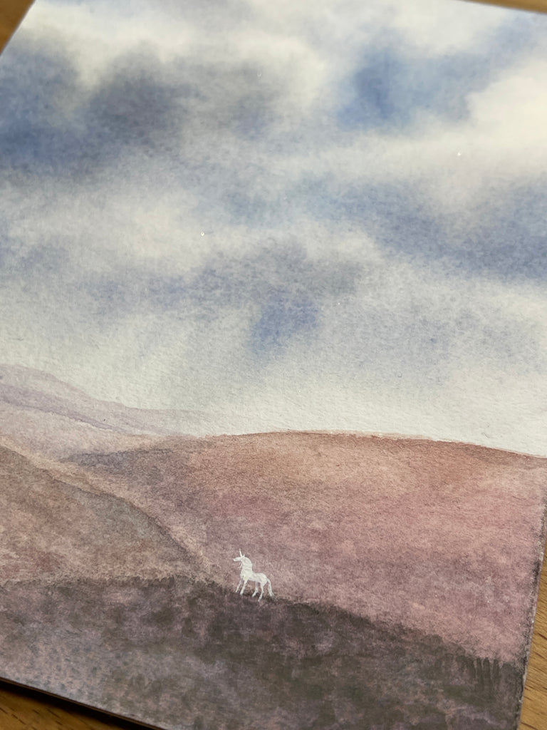 Unicorn On The Moor - Unframed Watercolour Painting