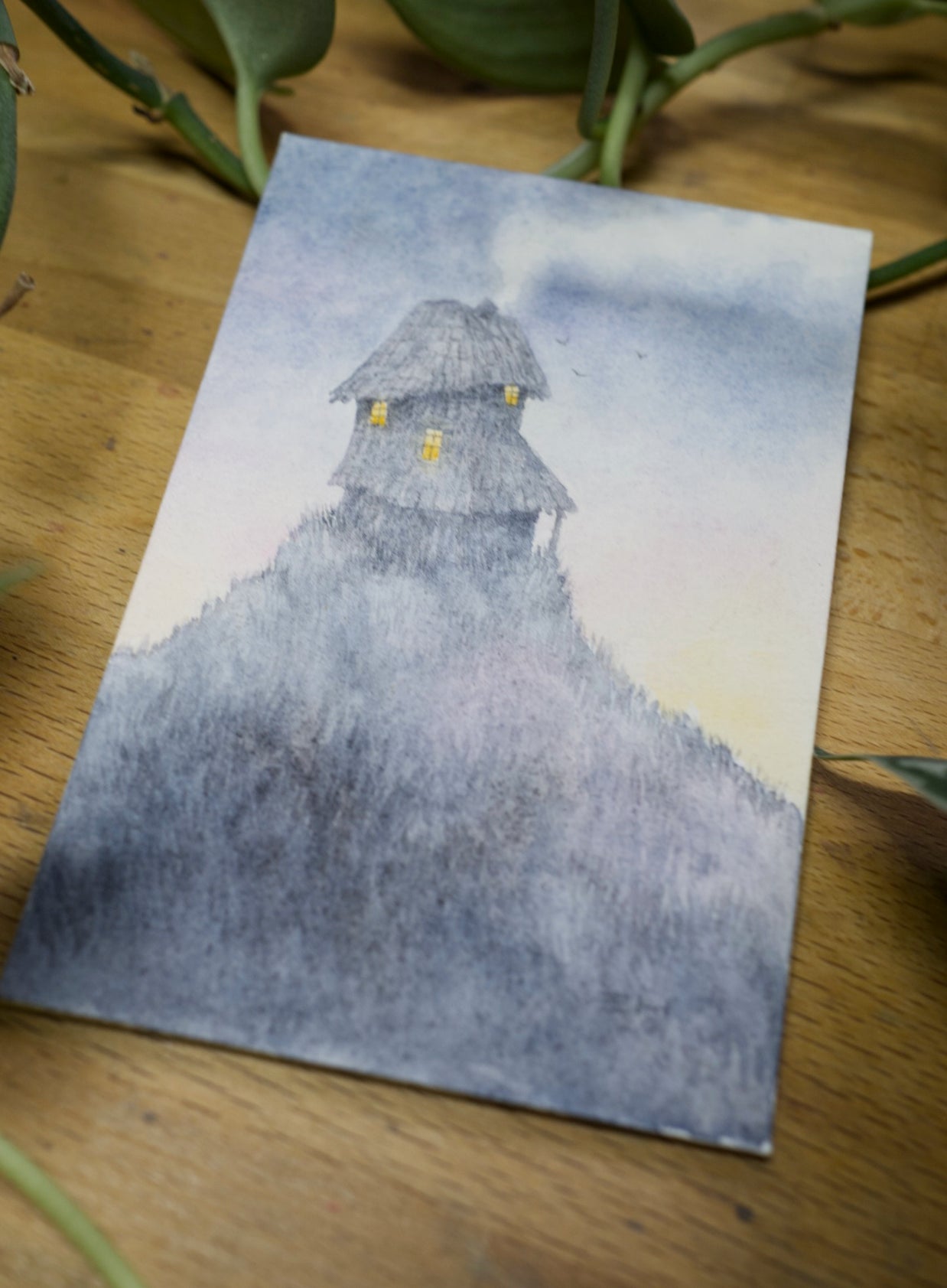 Hilltop Home - Unframed Watercolour Painting