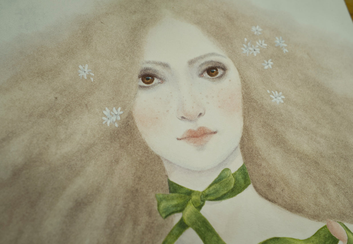 The Green Ribbon - Unframed Watercolour Painting