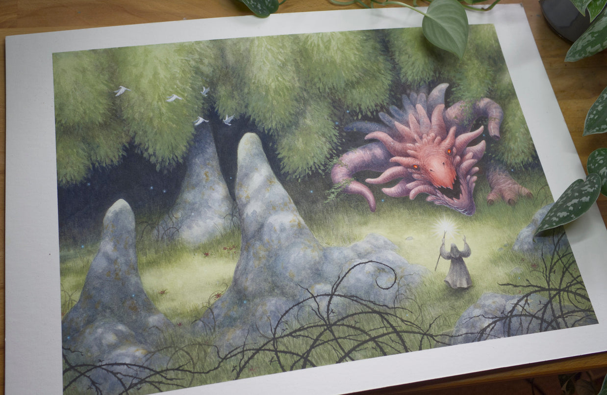 The Wizard's Adversary - Unframed Watercolour Painting