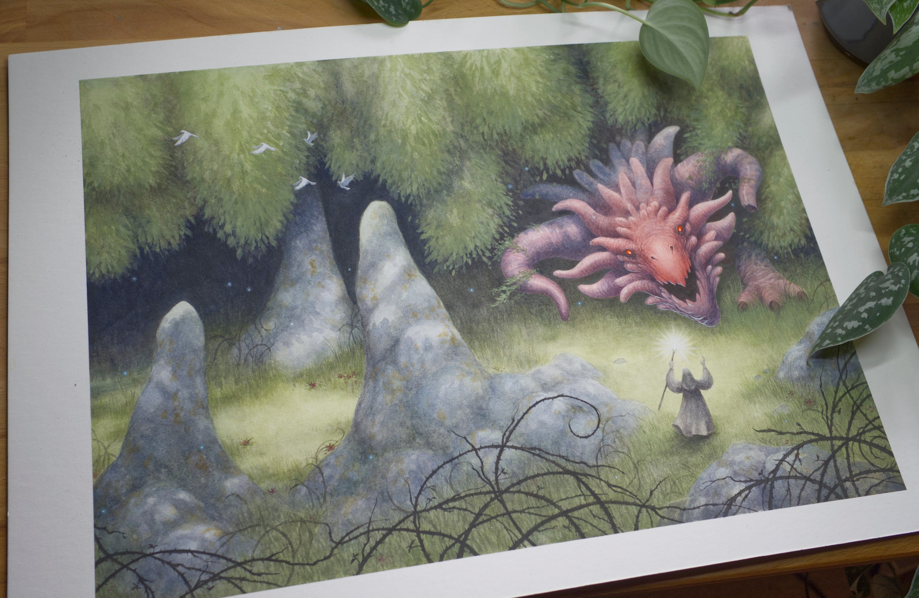 The Wizard's Adversary - Unframed Watercolour Painting