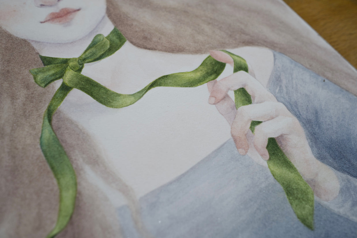 The Green Ribbon - Unframed Watercolour Painting