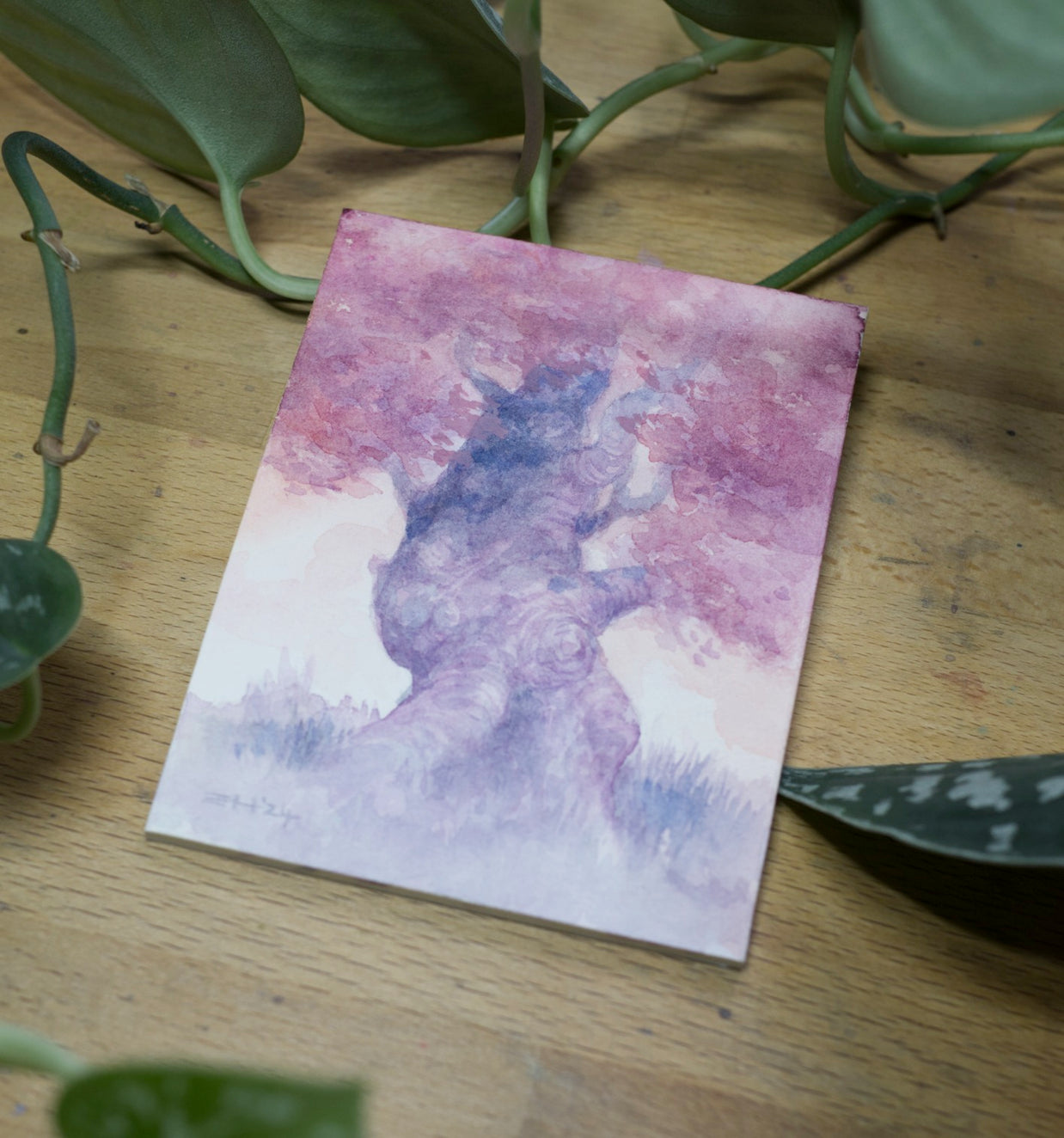 The Pink Tree - Unframed Watercolour Painting