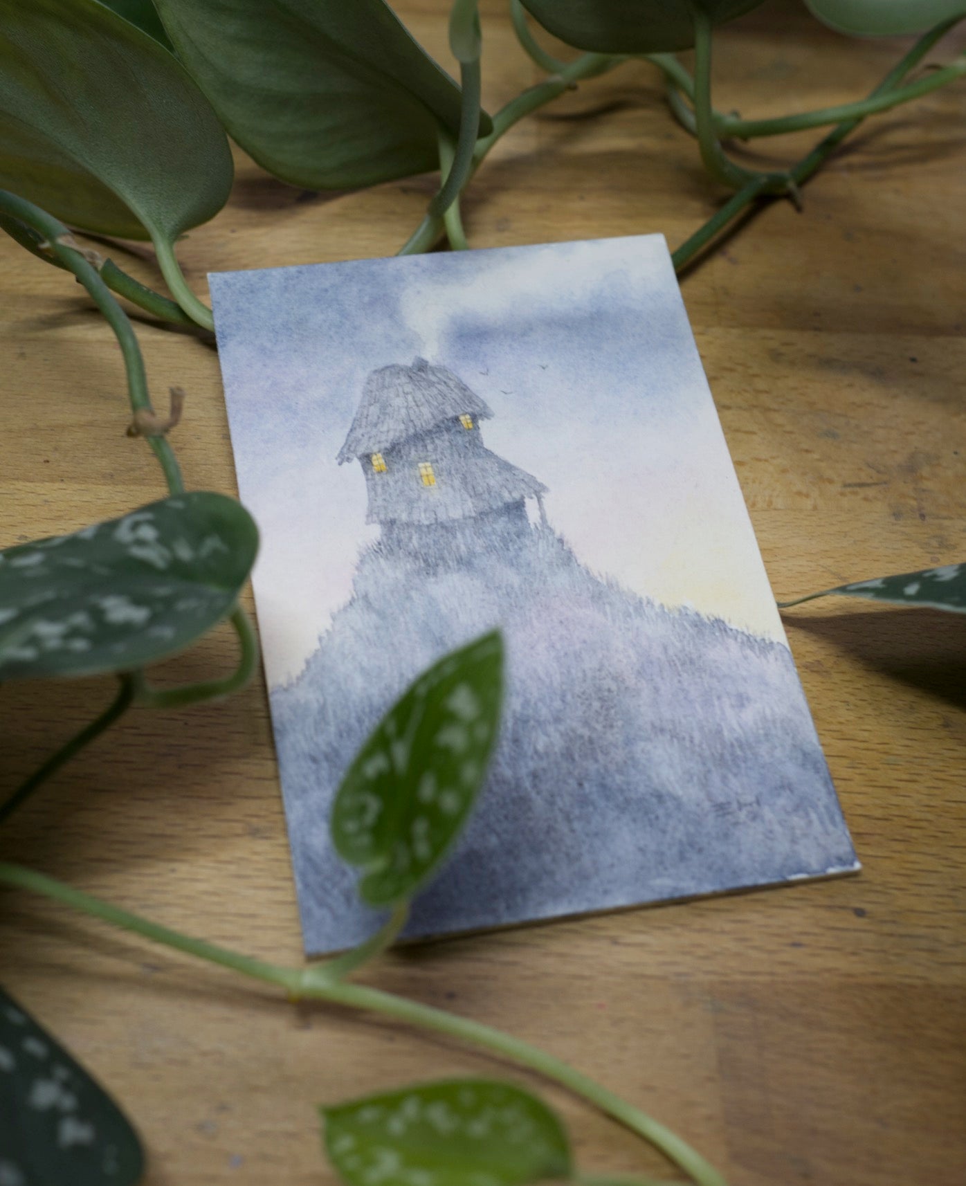 Hilltop Home - Unframed Watercolour Painting
