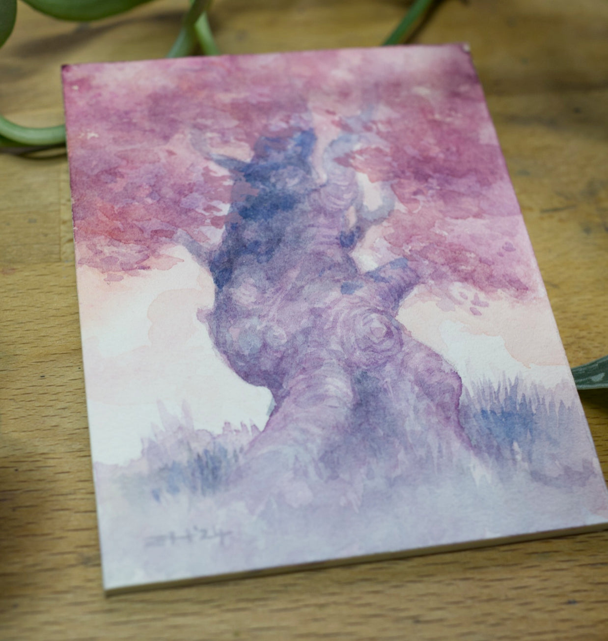 The Pink Tree - Unframed Watercolour Painting