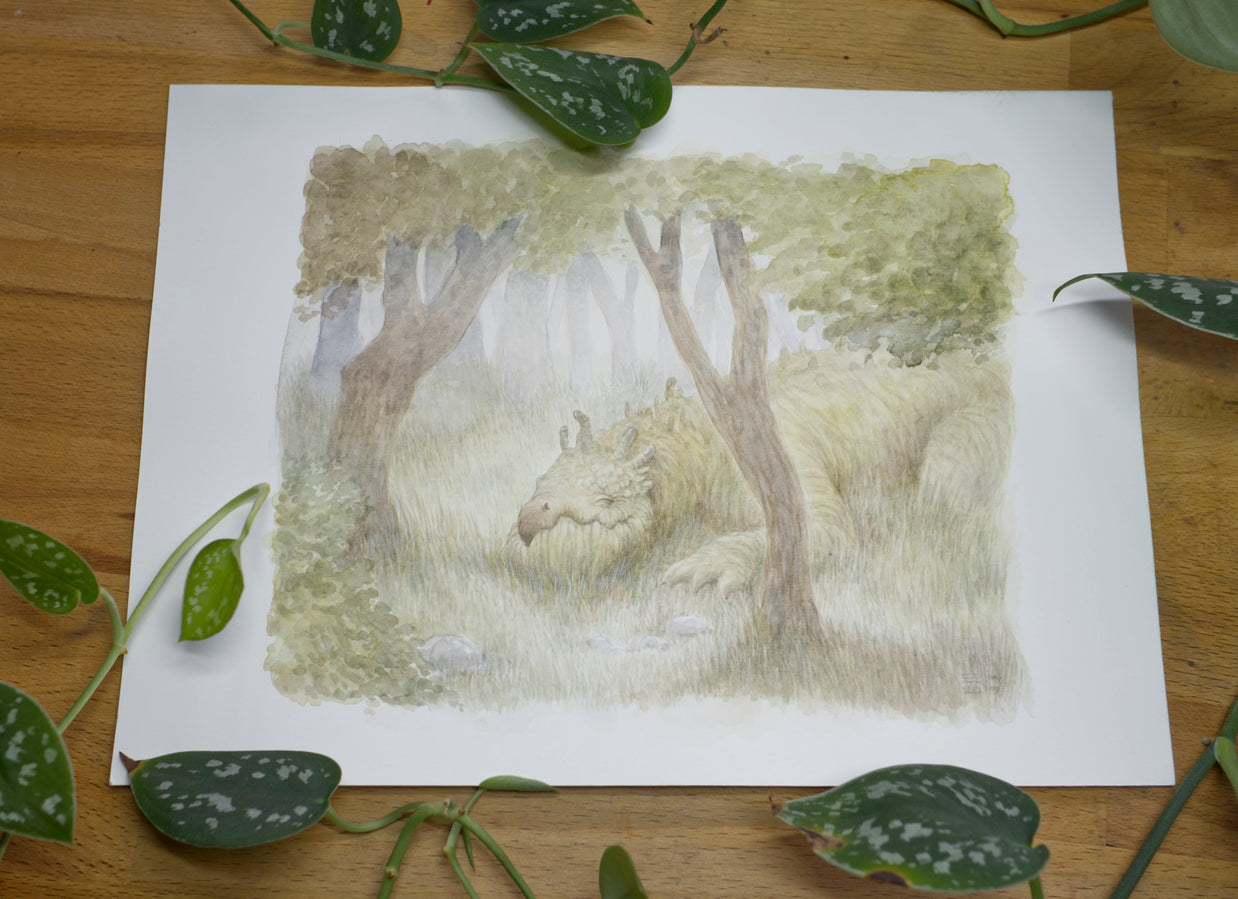The Tree-Eating Dragon - Unframed Watercolour Painting