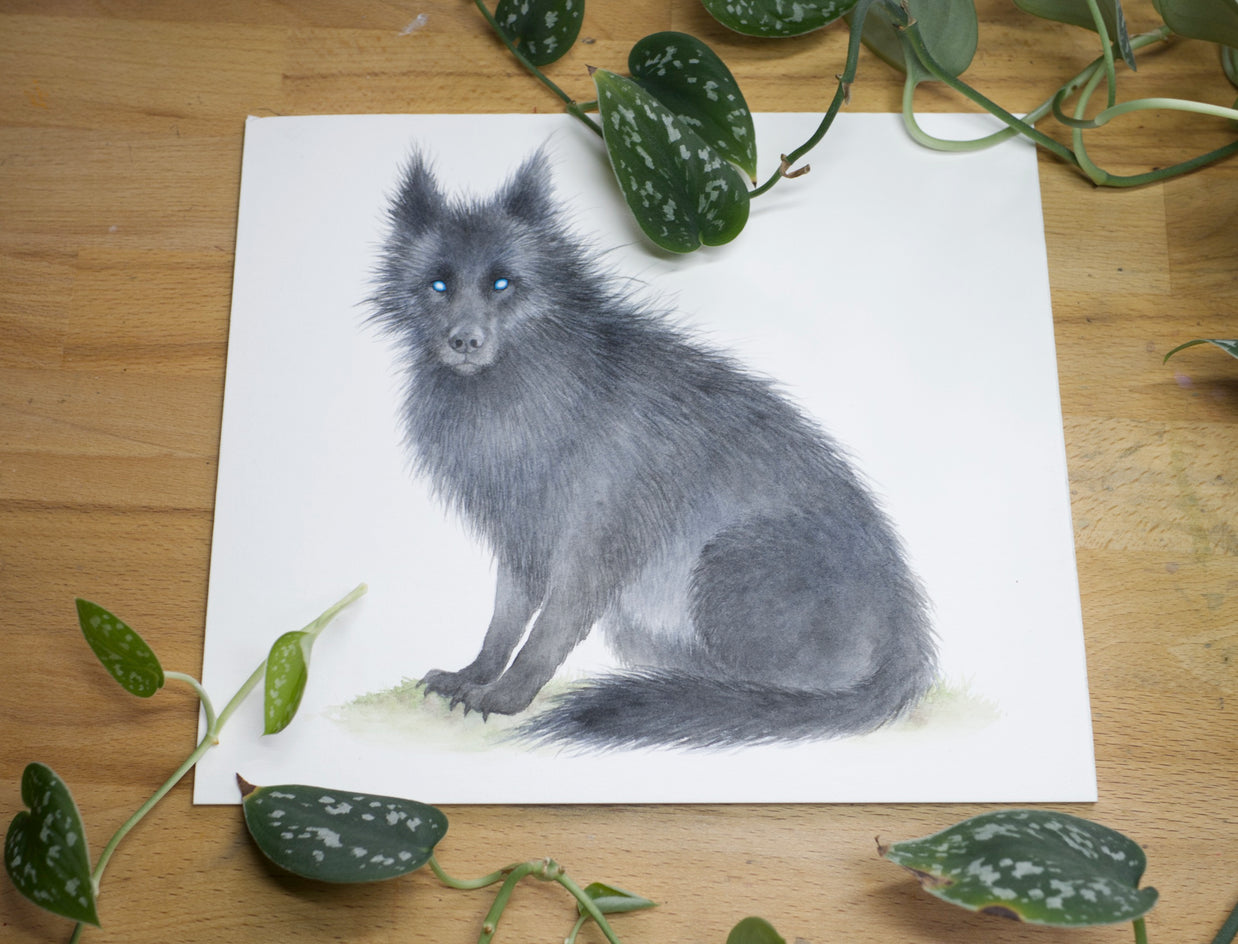 Shadow Wolf - Unframed Watercolour Painting