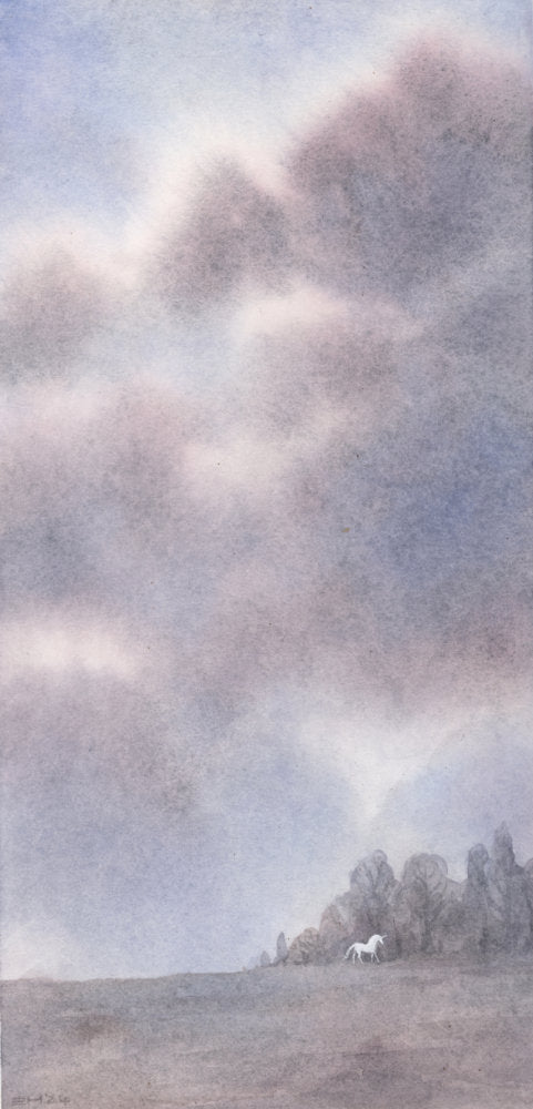 Unicorn Under Glittering Skies - Unframed Watercolour Painting