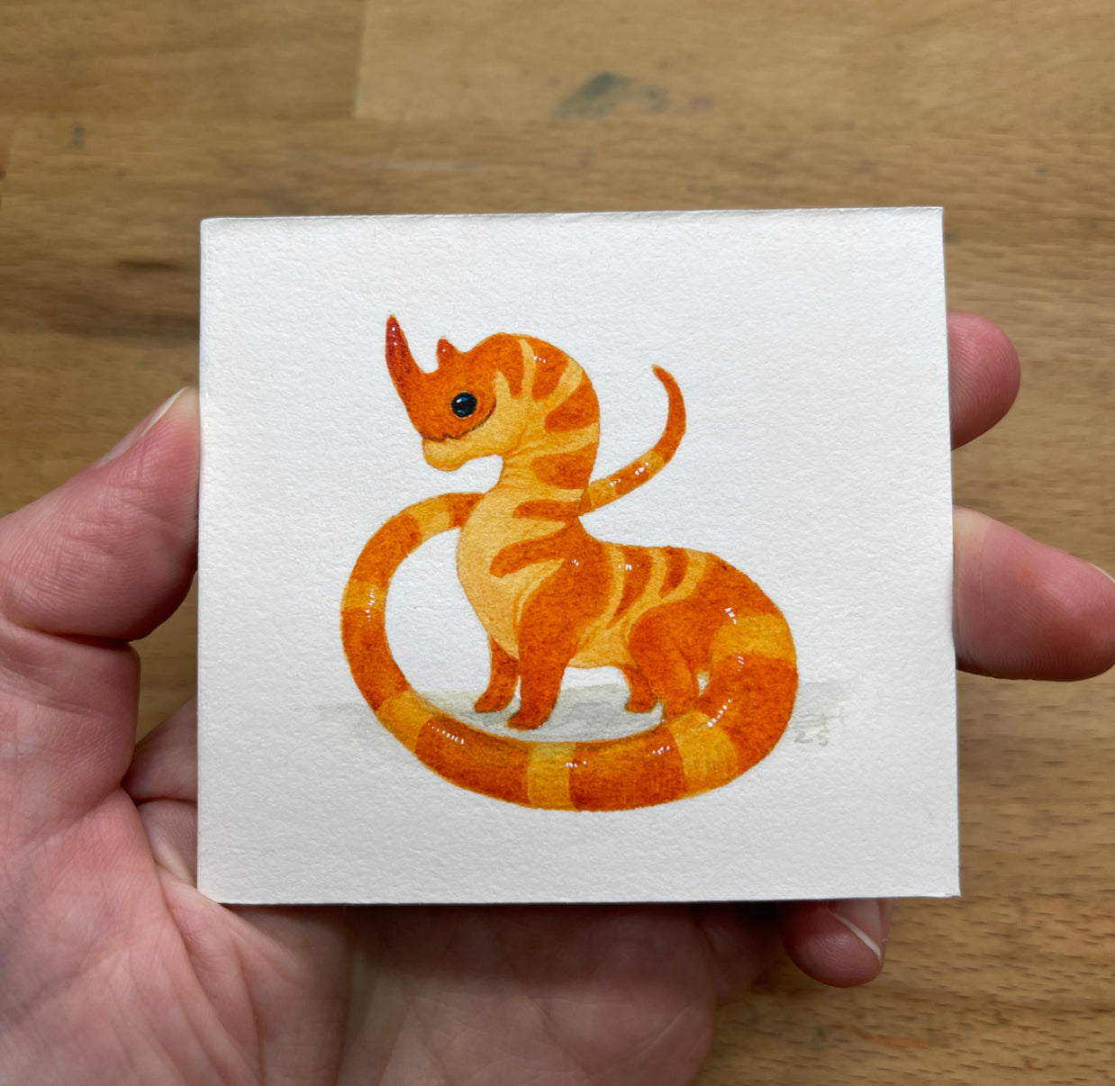 Orange Dragon - Unframed Watercolour Painting