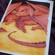Let Sleeping Dragons Lie - Unframed Original Watercolour Painting