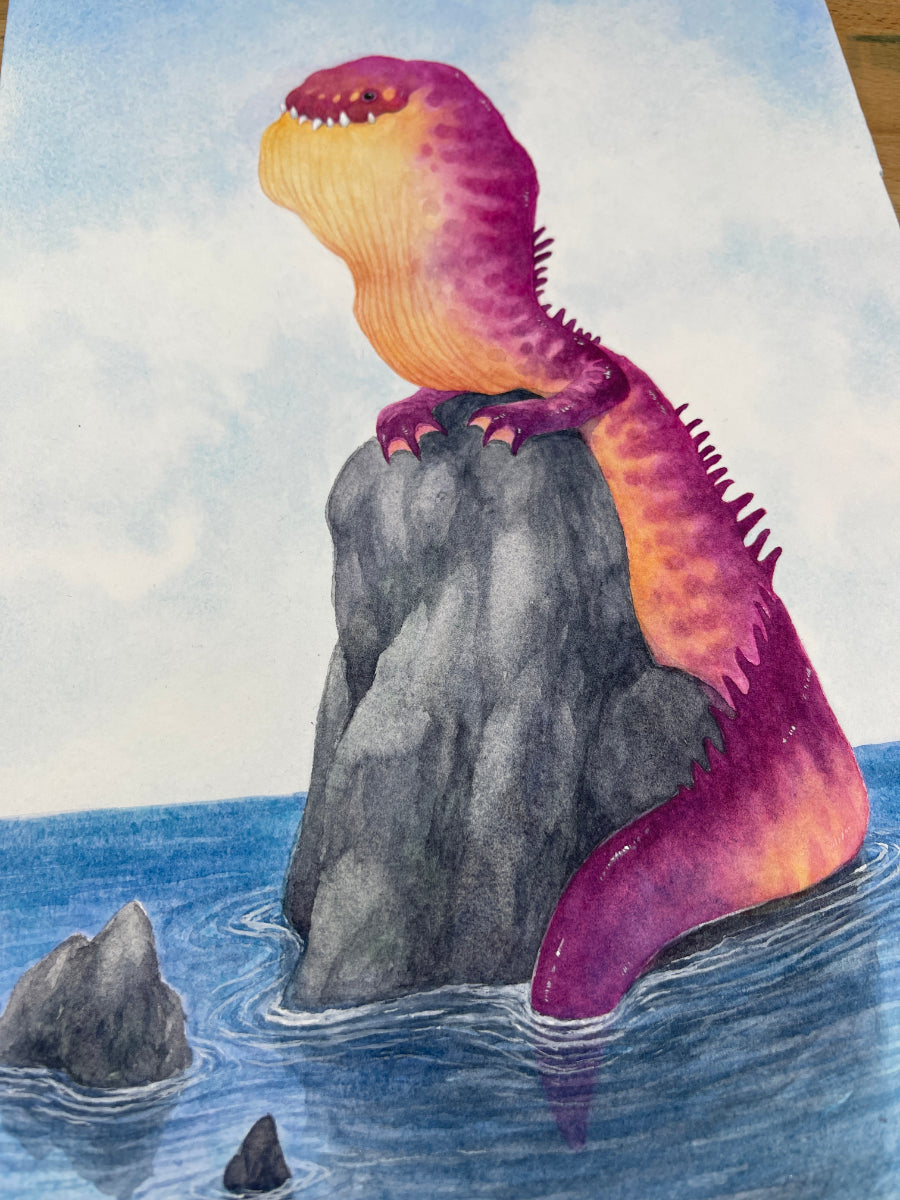 The Yellow Throated Flabbager - Unframed Watercolour Painting